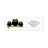 Black Owls Design Return Address Etiket (Voorkant)
