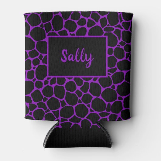 Black Paars Animal Print Monogram Koelbox Blikjeskoeler (Voorkant)