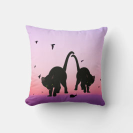 Black Paars Beach Cats Birds Scene Kussen