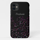 Black Paars Blue Glitter Monogram Name Cute Case-Mate iPhone Case (Achterkant)