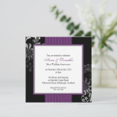Black & Paars Damask Jubileum Party Kaart (Staand voorkant)