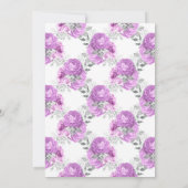 Black Paars en Silver Floral Gothic Wedding Kaart (Achterkant)