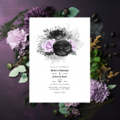 Black Paars en Silver Floral Gothic Wedding Kaart