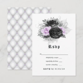 Black Paars en Silver Floral Gothic Wedding RSVP Kaartje