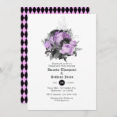 Black, Paars en Silver Gothic Engagement Party Kaart (Voorkant / Achterkant)