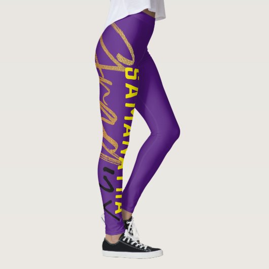 Black Paars Gellow Gold Foil Afstudeerder Jaar Afb Leggings (Rechts)