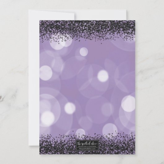 Black & Paars Glam Sweet 16 uitnodiging (Achterkant)