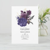 Black Paars Gold Floral Gothic Couples Shower Inv Kaart (Staand voorkant)