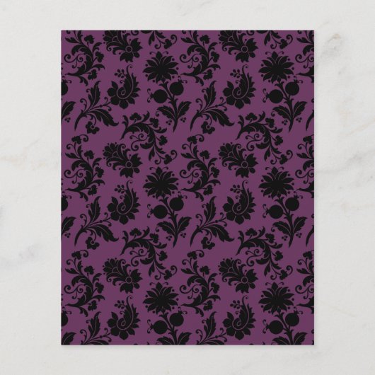 Black Paars Gold Floral Gothic Wedding Flyer (Achterkant)