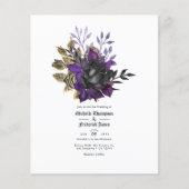 Black Paars Gold Floral Gothic Wedding Flyer (Voorkant)