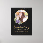 Black Paars Gold Floral - Welkomstteken Canvas Afdruk (Voorkant)