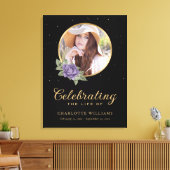 Black Paars Gold Floral - Welkomstteken Canvas Afdruk (Insitu (Woonkamer))