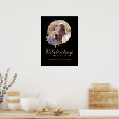 Black Paars Gold Funeral Photo Welcome Sign Poster (Keuken)