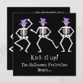 Black Paars Green Halloween Skeleton Bone Dance Kaart (Voorkant / Achterkant)