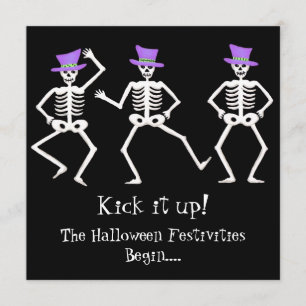 Black Paars Green Halloween Skeleton Bone Dance Kaart