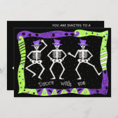Black Paars Green Halloween Skeleton Bone Dance Kaart (Voorkant / Achterkant)