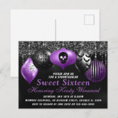 Black Paars Halloween Ornaments Sweet 16 Briefkaart (Voorkant / Achterkant)