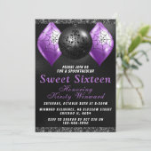 Black Paars Halloween Ornaments Sweet 16 Kaart (Staand voorkant)