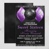 Black Paars Halloween Ornaments Sweet 16 Kaart (Voorkant / Achterkant)