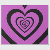 Black Paars Hypnotic Heart Love Pattern Cadeaupapier (Vlak)
