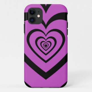 Black Paars Hypnotic Heart Love Pattern Case-Mate iPhone Case