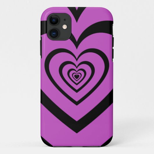 Black Paars Hypnotic Heart Love Pattern Case-Mate iPhone Case (Achterkant)