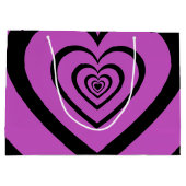 Black Paars Hypnotic Heart Love Pattern Groot Cadeauzakje (Achterkant)