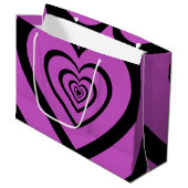 Black Paars Hypnotic Heart Love Pattern Groot Cadeauzakje (Voorkant Gekanteld)