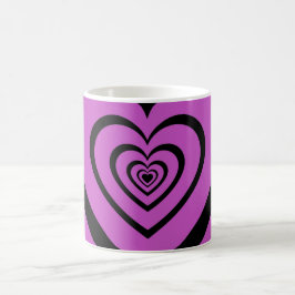Black Paars Hypnotic Heart Love Pattern Koffiemok