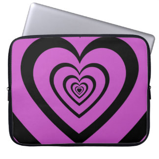 Black Paars Hypnotic Heart Love Pattern Laptop Sleeve