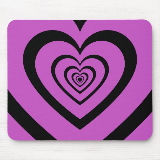 Black Paars Hypnotic Heart Love Pattern Muismat (Voorkant)
