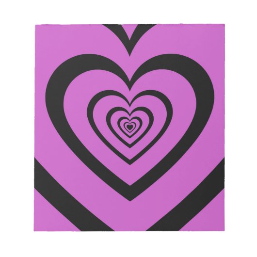 Black Paars Hypnotic Heart Love Pattern Notitieblok (Voorkant)