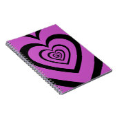 Black Paars Hypnotic Heart Love Pattern Notitieboek (Rechterzijde)