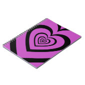 Black Paars Hypnotic Heart Love Pattern Notitieboek (Linkerzijde)