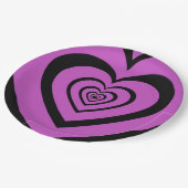 Black Paars Hypnotic Heart Love Pattern Papieren Bordje (Gekanteld)