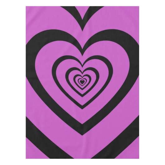 Black Paars Hypnotic Heart Love Pattern Tafelkleed (Voorkant)