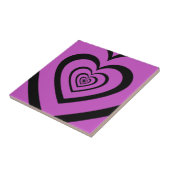 Black Paars Hypnotic Heart Love Pattern Tegeltje (Zijkant)