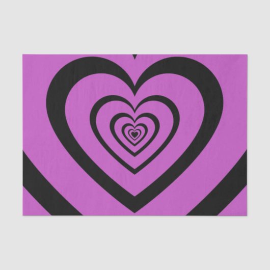 Black Paars Hypnotic Heart Love Pattern Tissuepapier (Voorkant)