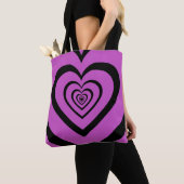 Black Paars Hypnotic Heart Love Pattern Tote Bag (Dichtbij)