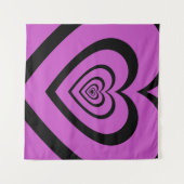 Black Paars Hypnotic Heart Love Pattern Wandkleed (Voorkant (horizontaal))