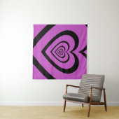 Black Paars Hypnotic Heart Love Pattern Wandkleed (In Situ (horizontaal))