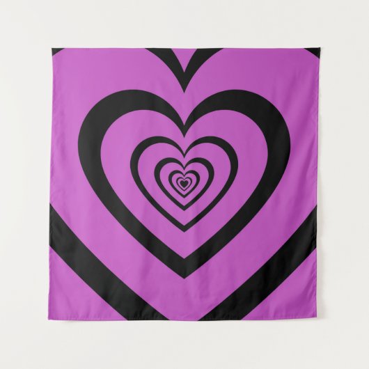 Black Paars Hypnotic Heart Love Pattern Wandkleed (Voorkant)