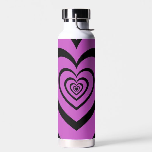 Black Paars Hypnotic Heart Love Pattern Waterfles (Links)