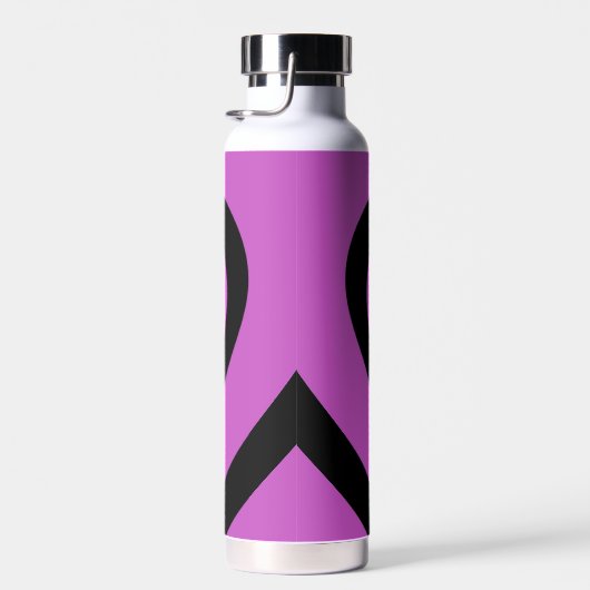 Black Paars Hypnotic Heart Love Pattern Waterfles (Rechts)