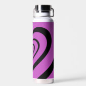 Black Paars Hypnotic Heart Love Pattern Waterfles (Achterkant)