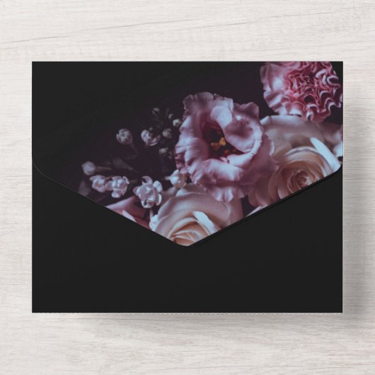 Black & Paars Moody All In One Uitnodiging (Achterkant)