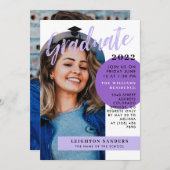 Black Paars Retro Arch Photo Afstuderen Kaart (Voorkant / Achterkant)