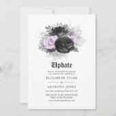 Black Paars & Silver Floral gothic Wedding Update Kaart (Voorkant)