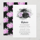 Black Paars & Silver Floral gothic Wedding Update Kaart (Voorkant / Achterkant)
