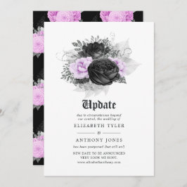 Black Paars & Silver Floral gothic Wedding Update Kaart